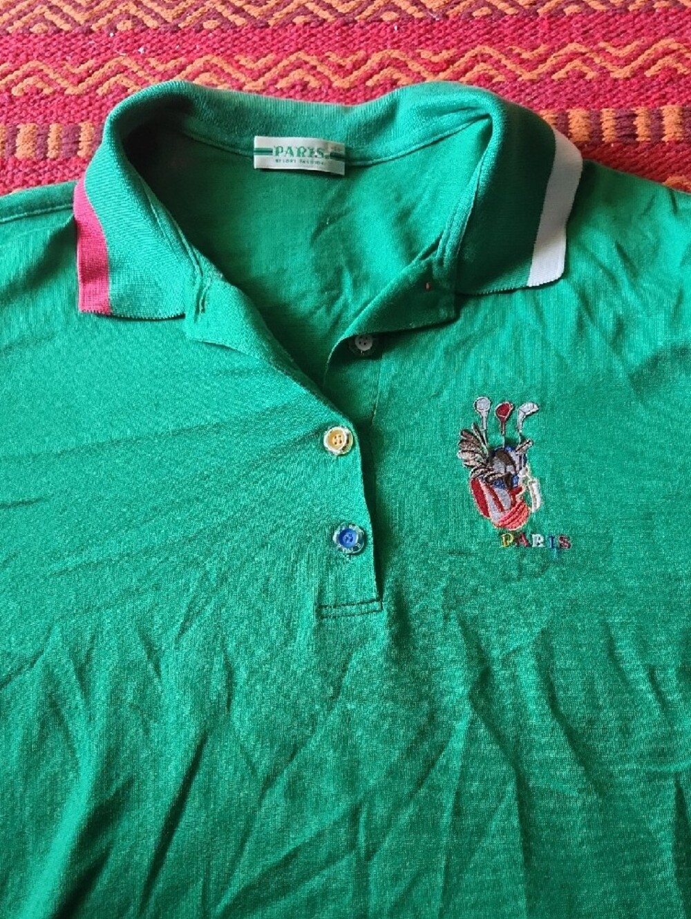 Vintage Paris Polo Shirt with Multicolor Trim - Picture 2 of 9